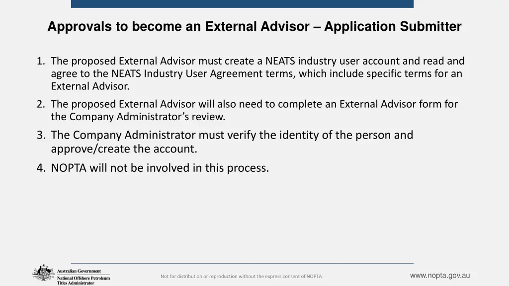 approvals to become an external advisor