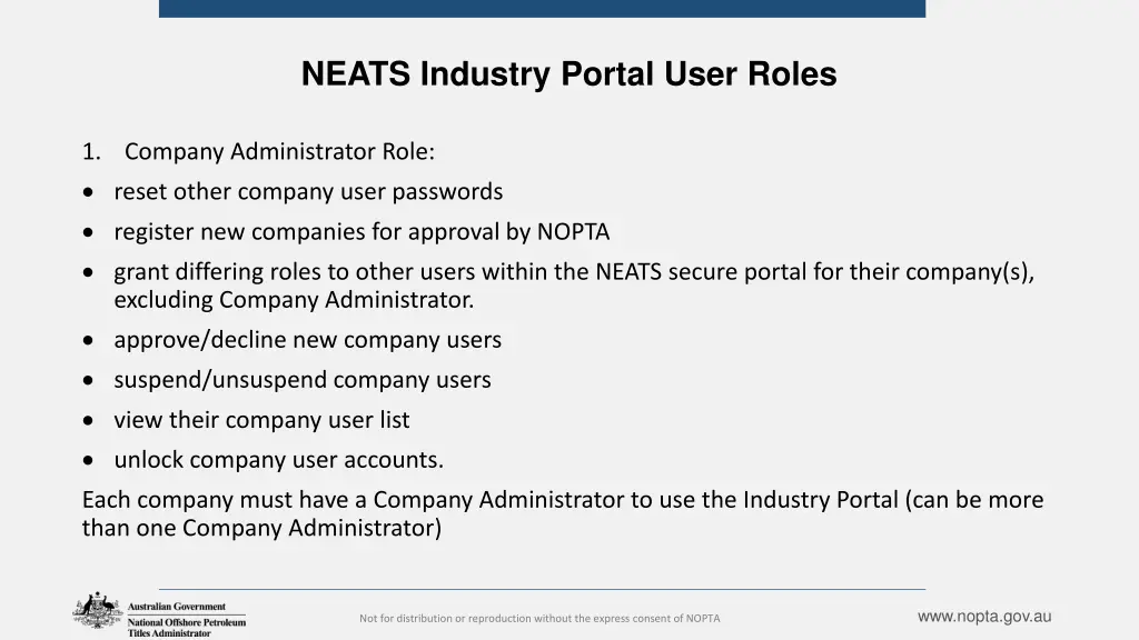 neats industry portal user roles 1