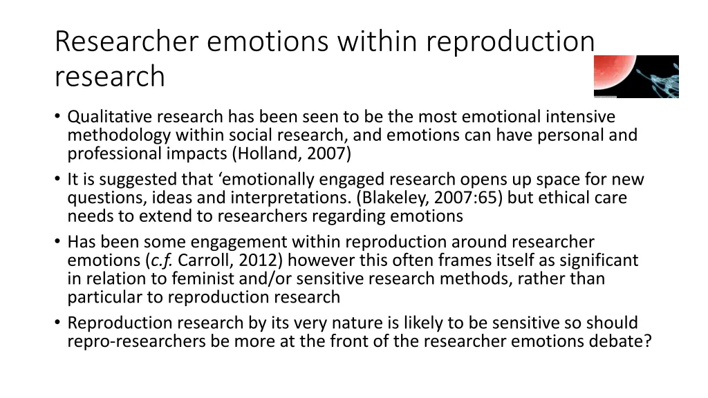 researcher emotions within reproduction research