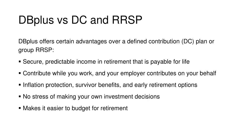 dbplus vs dc and rrsp