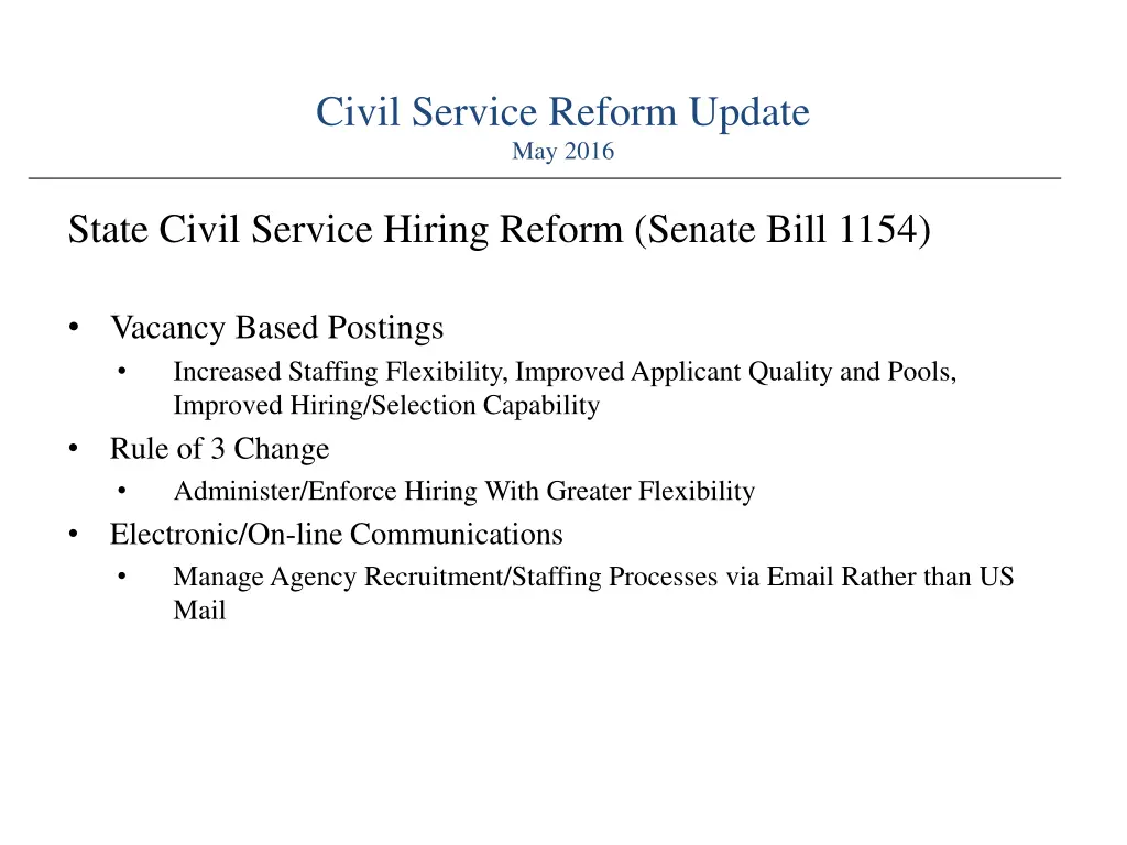 civil service reform update may 2016