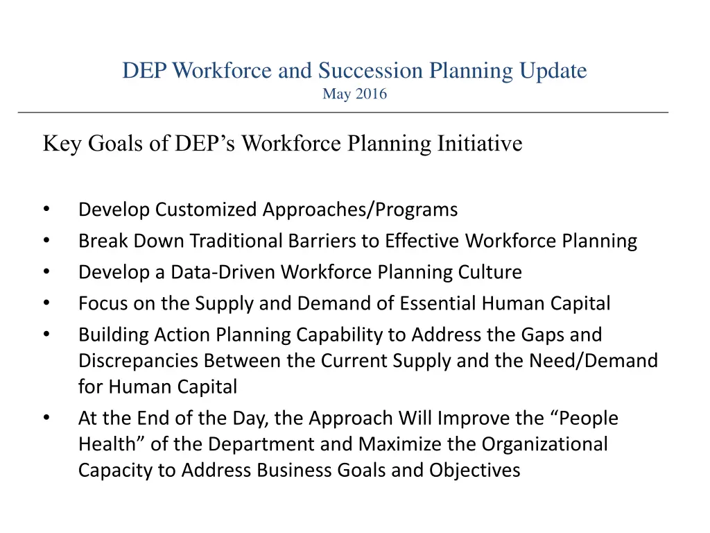 dep workforce and succession planning update 11