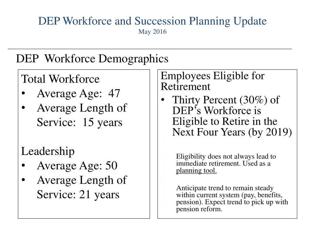 dep workforce and succession planning update 2