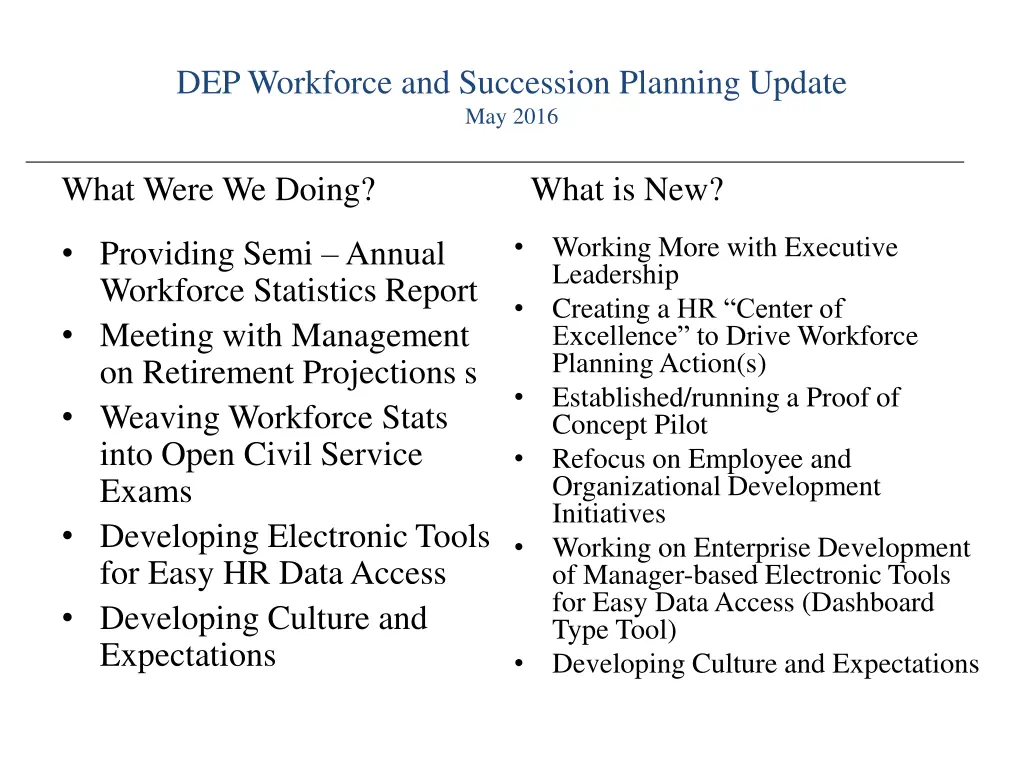 dep workforce and succession planning update 8