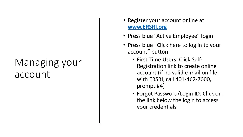 register your account online at www ersri