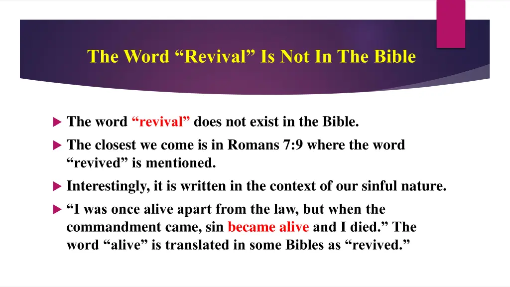 the word revival is not in the bible