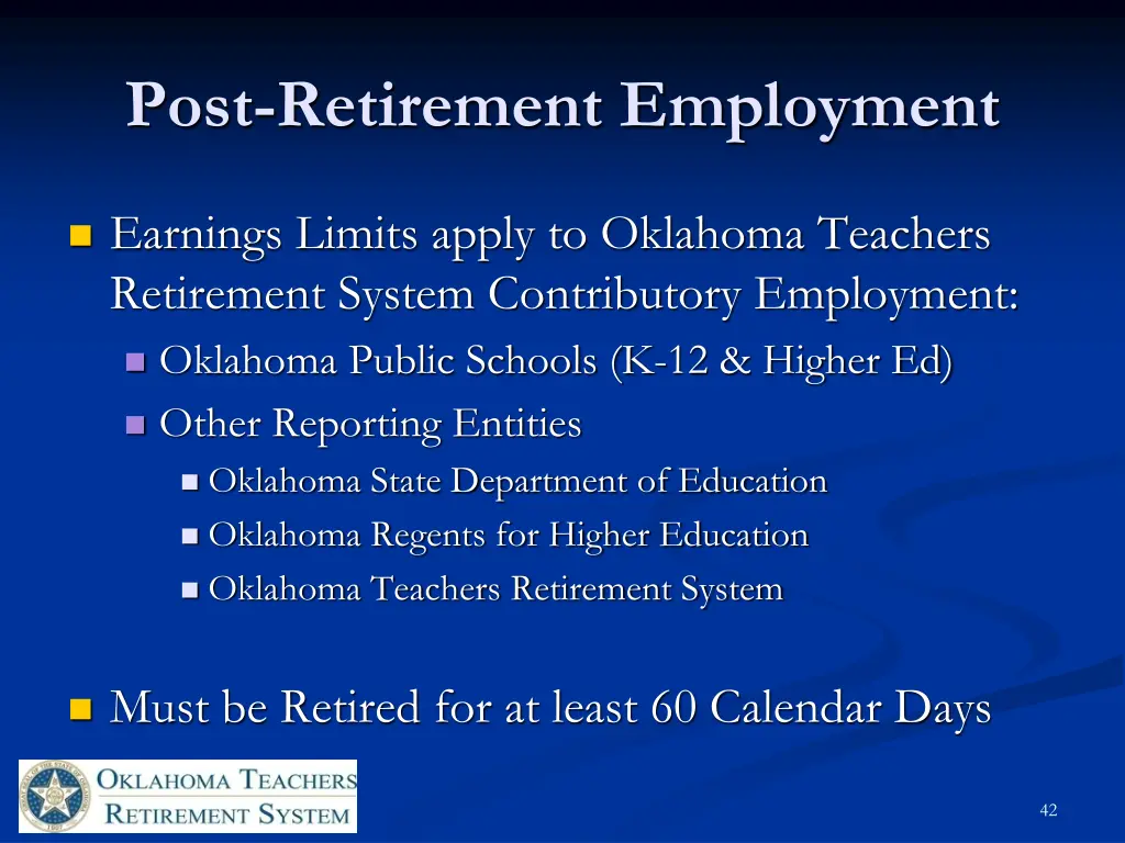 post retirement employment