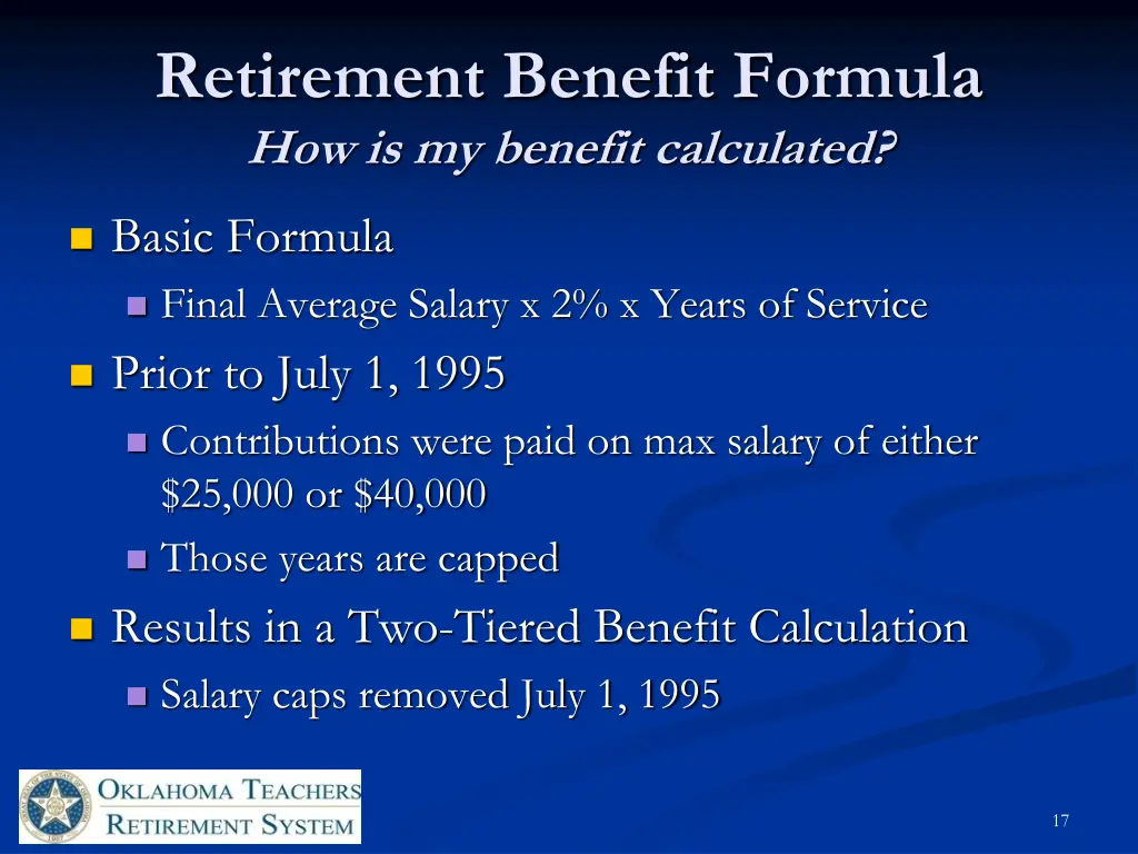 retirement benefit formula how is my benefit 2