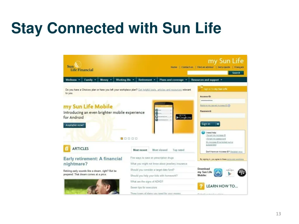 stay connected with sun life