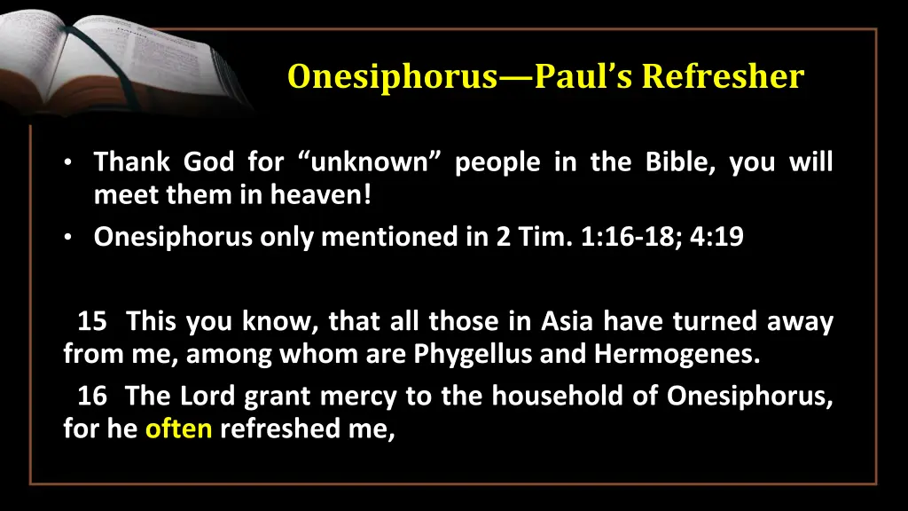 onesiphorus paul s refresher 6