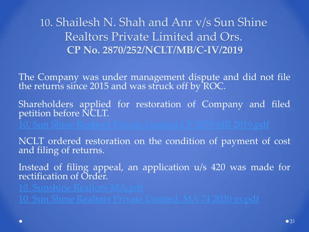 10 shailesh n shah and anr v s sun shine realtors