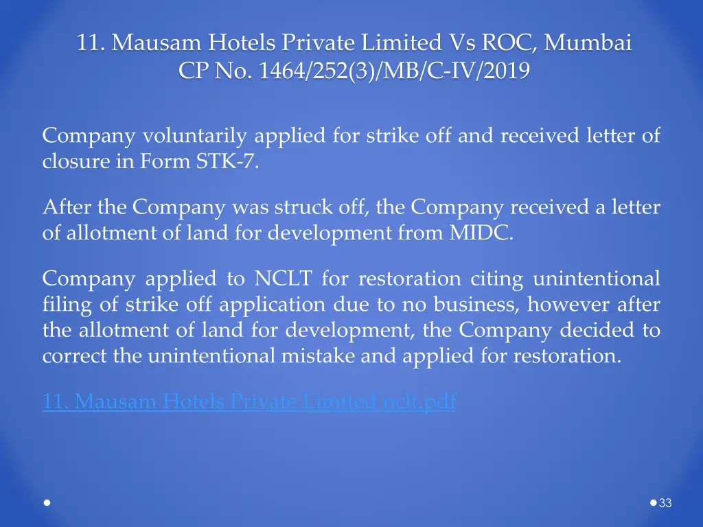 11 mausam hotels private limited vs roc mumbai