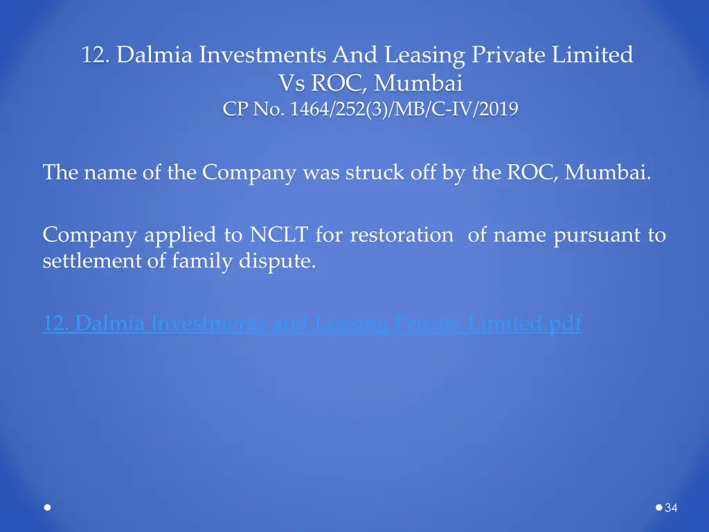 12 dalmia investments and leasing private limited