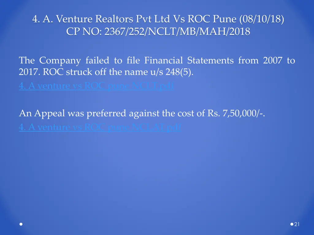 4 a venture realtors pvt ltd vs roc pune