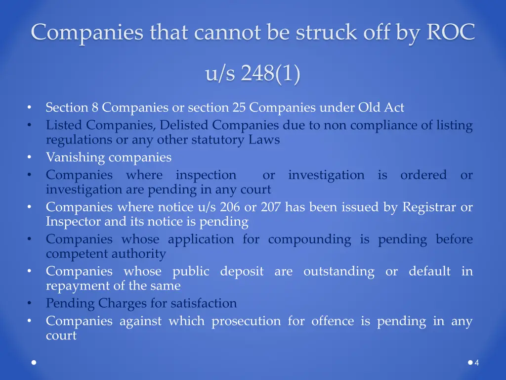 companies that cannot be struck off by roc