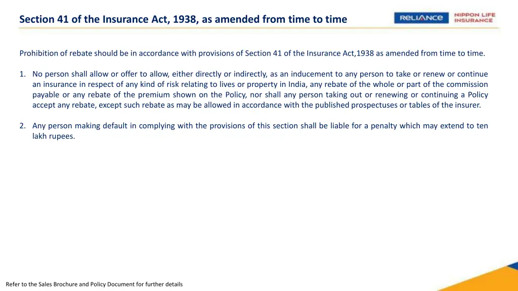 section 41 of the insurance act 1938 as amended