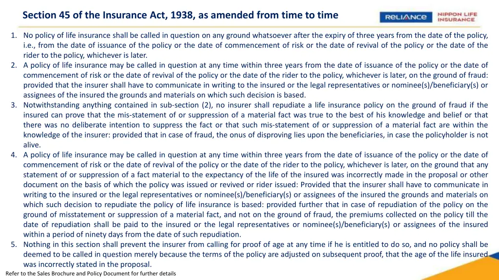 section 45 of the insurance act 1938 as amended