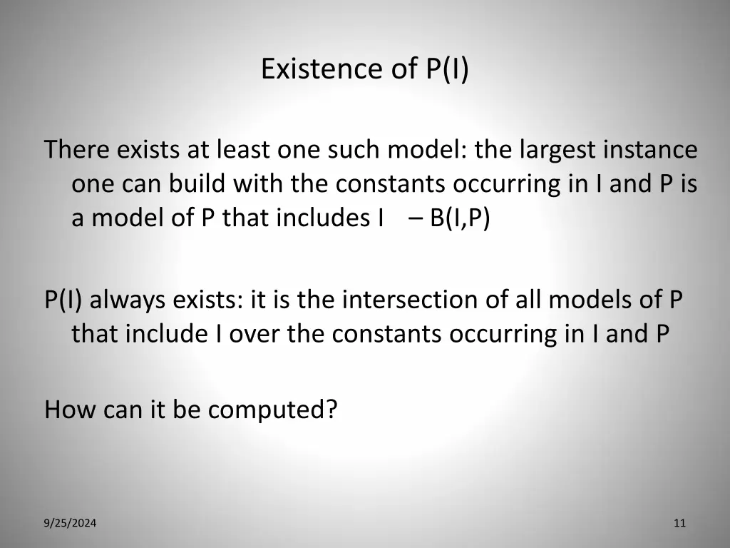 existence of p i