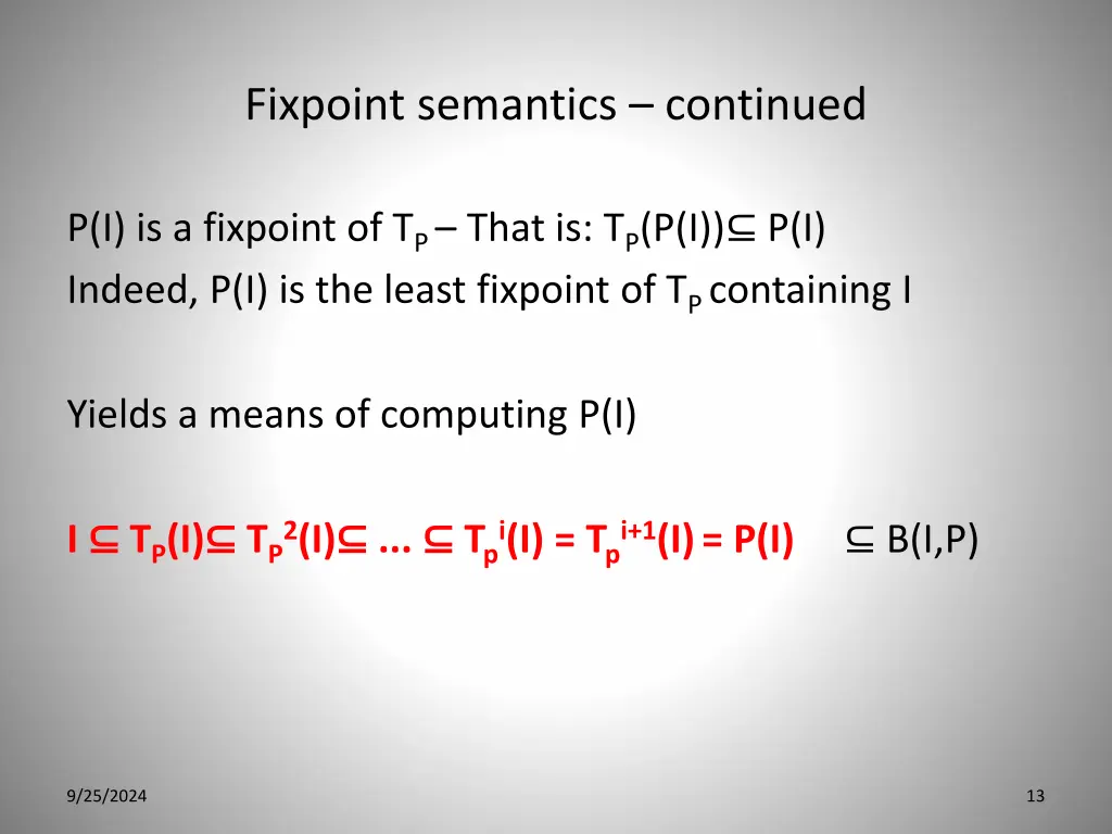 fixpoint semantics continued