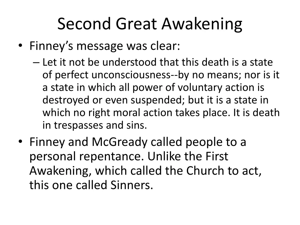 second great awakening finney s message was clear