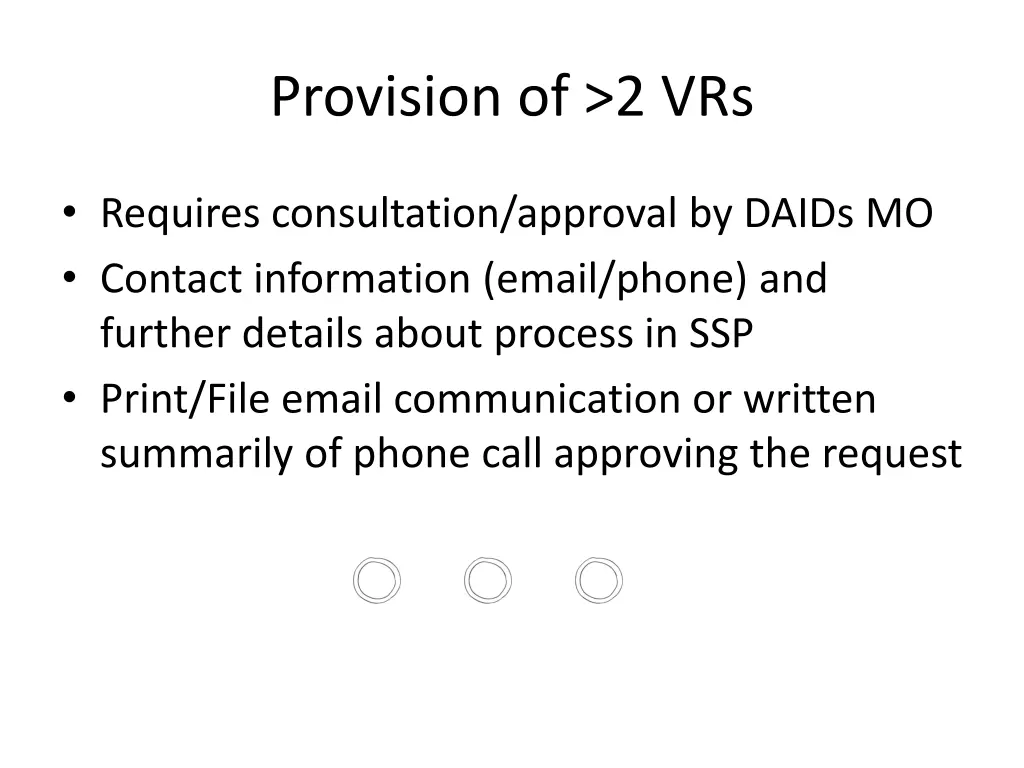 provision of 2 vrs