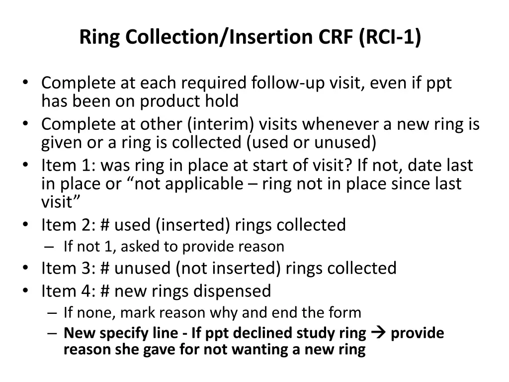 ring collection insertion crf rci 1