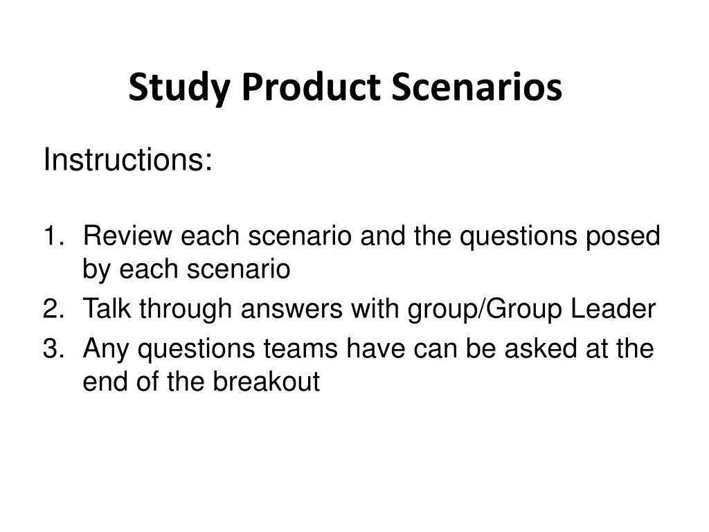 study product scenarios