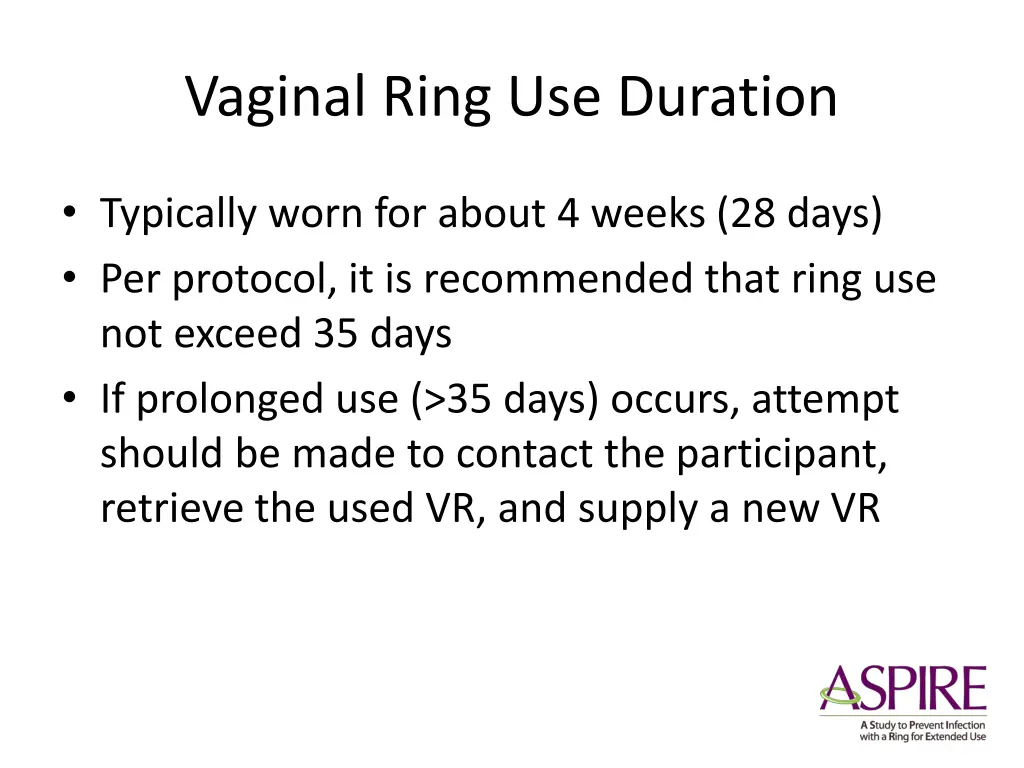 vaginal ring use duration