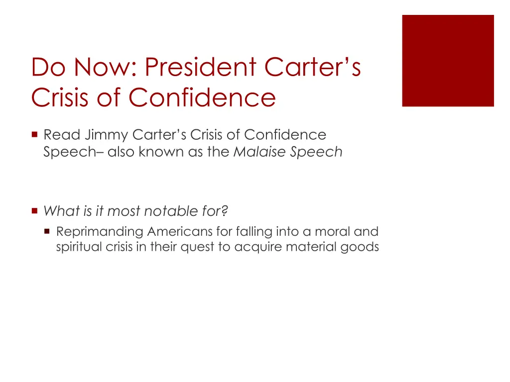 do now president carter s crisis of confidence