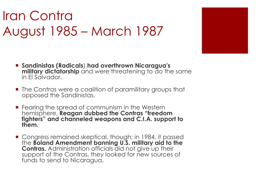 iran contra august 1985 march 1987