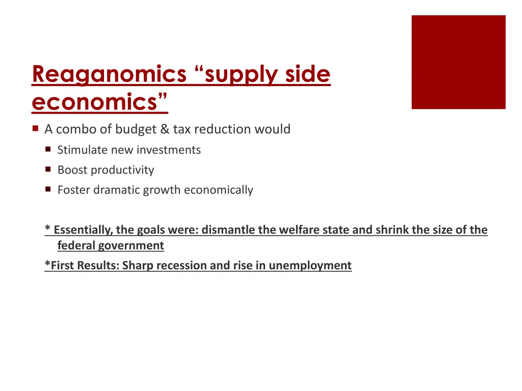 reaganomics supply side economics a combo