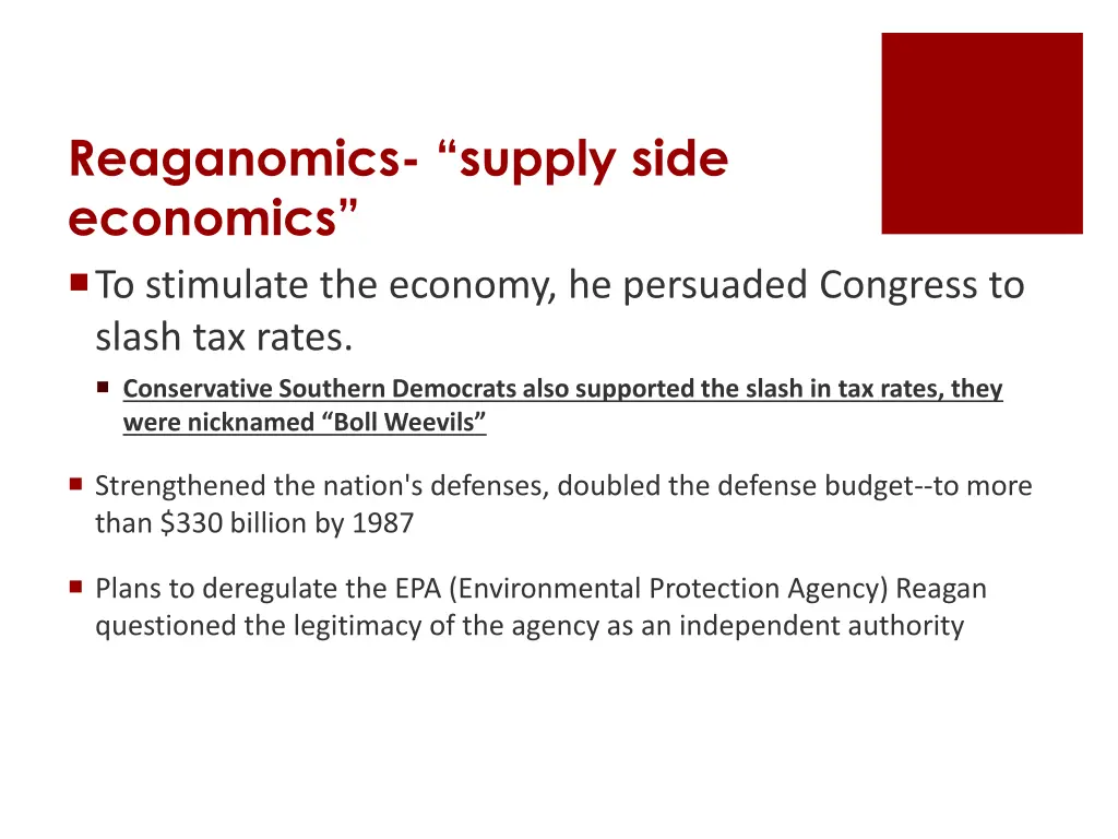 reaganomics supply side economics to stimulate