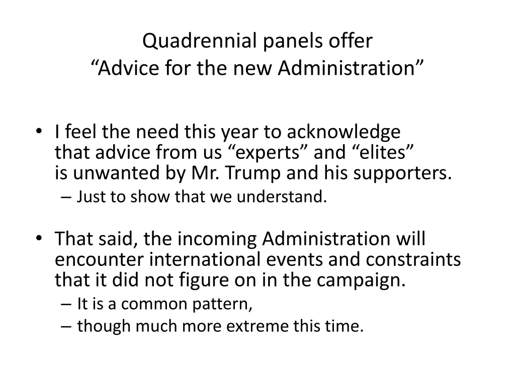 quadrennial panels offer advice