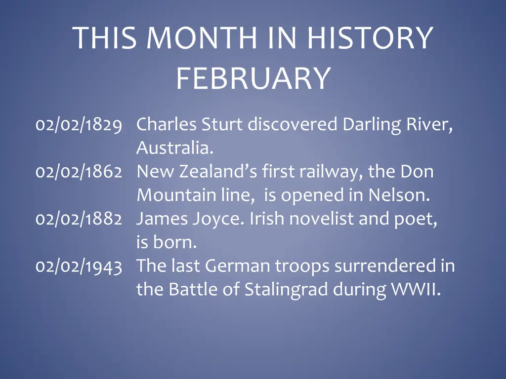 this month in history february 1