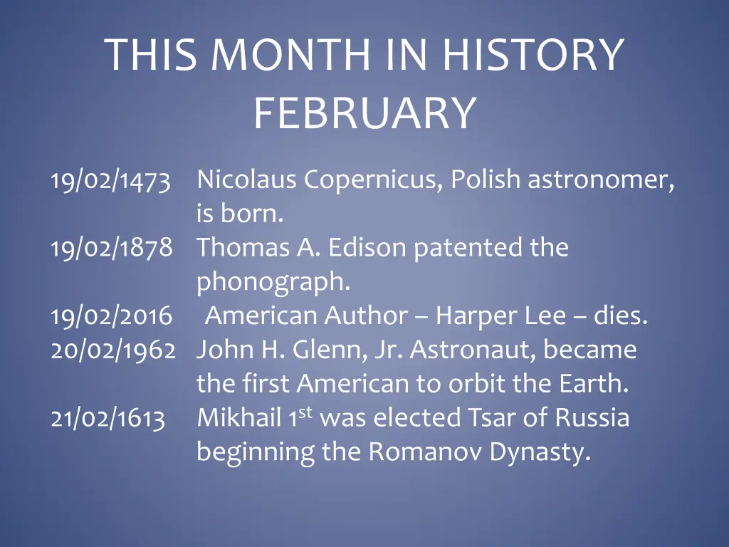 this month in history february 19