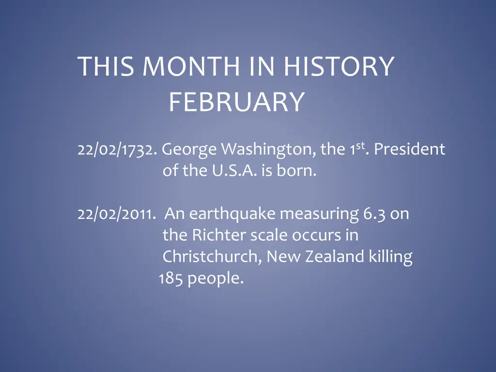 this month in history february 22