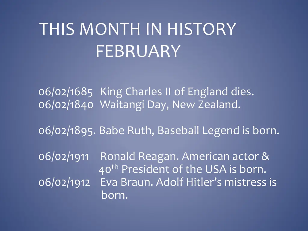 this month in history february 5