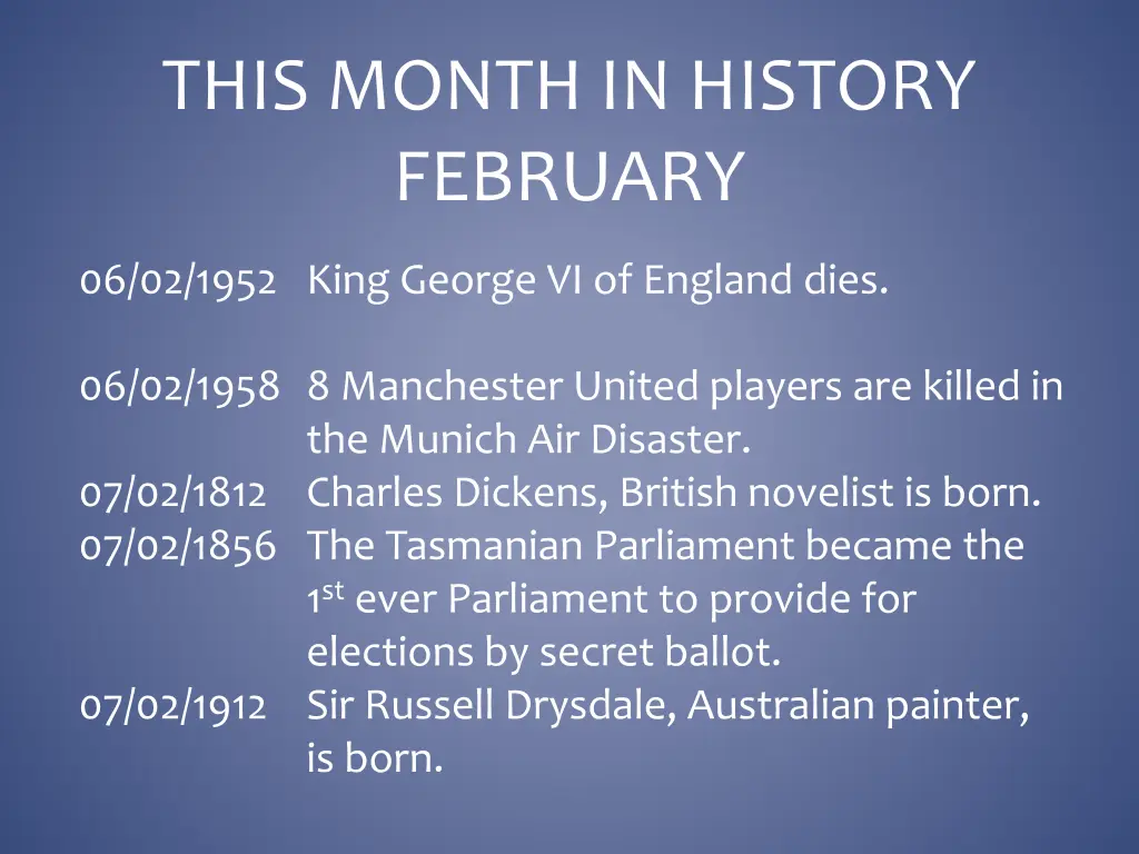 this month in history february 6