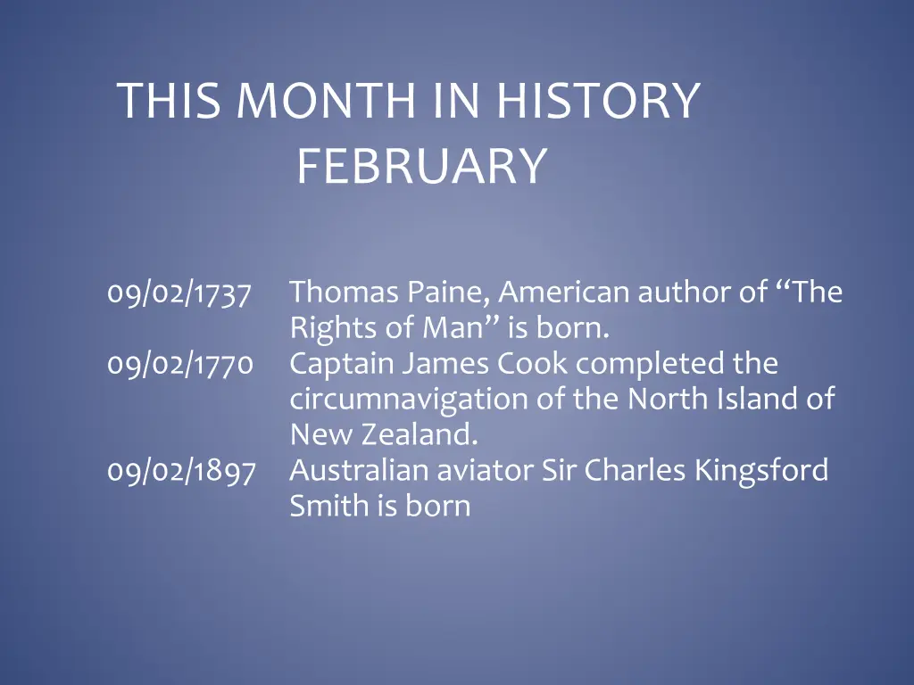 this month in history february 9