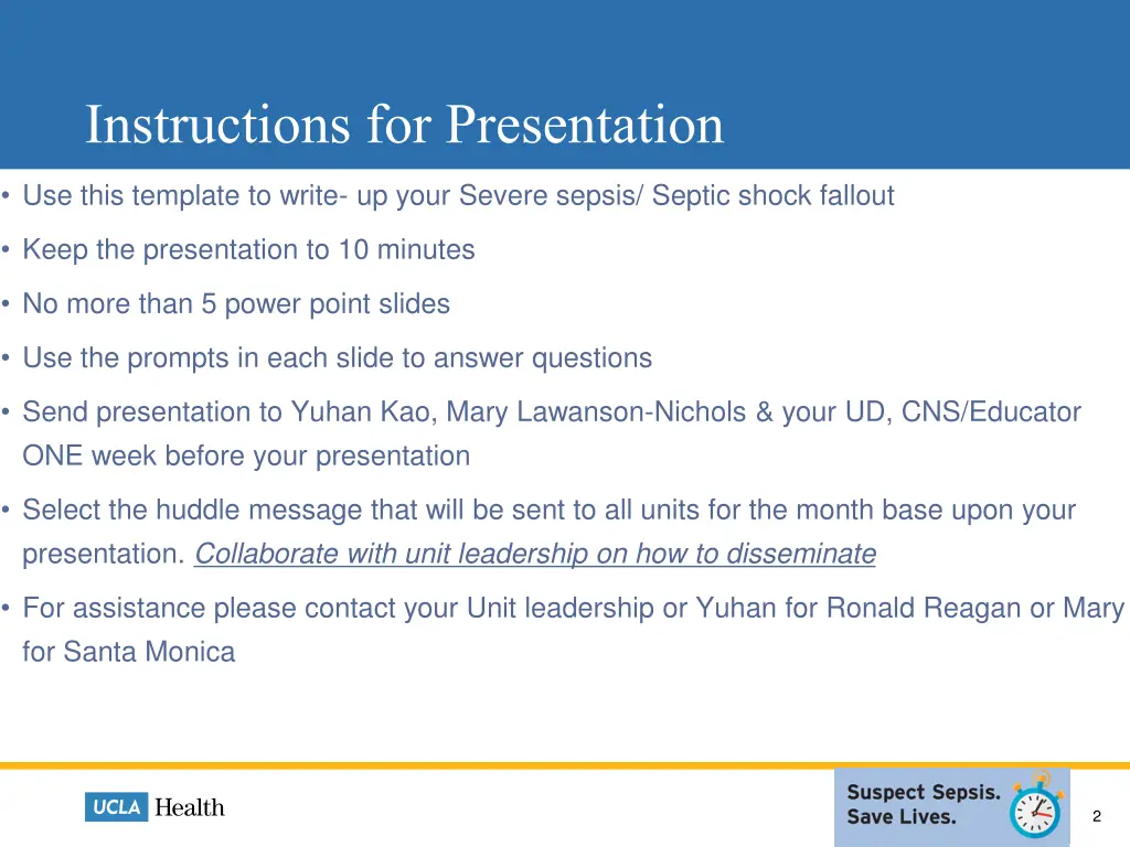 instructions for presentation