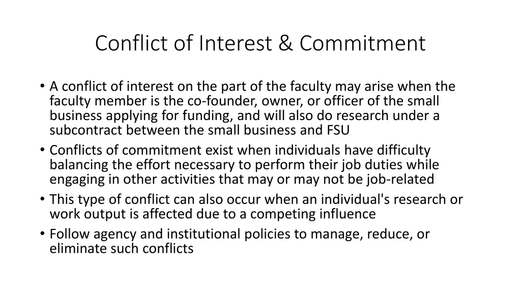 conflict of interest commitment