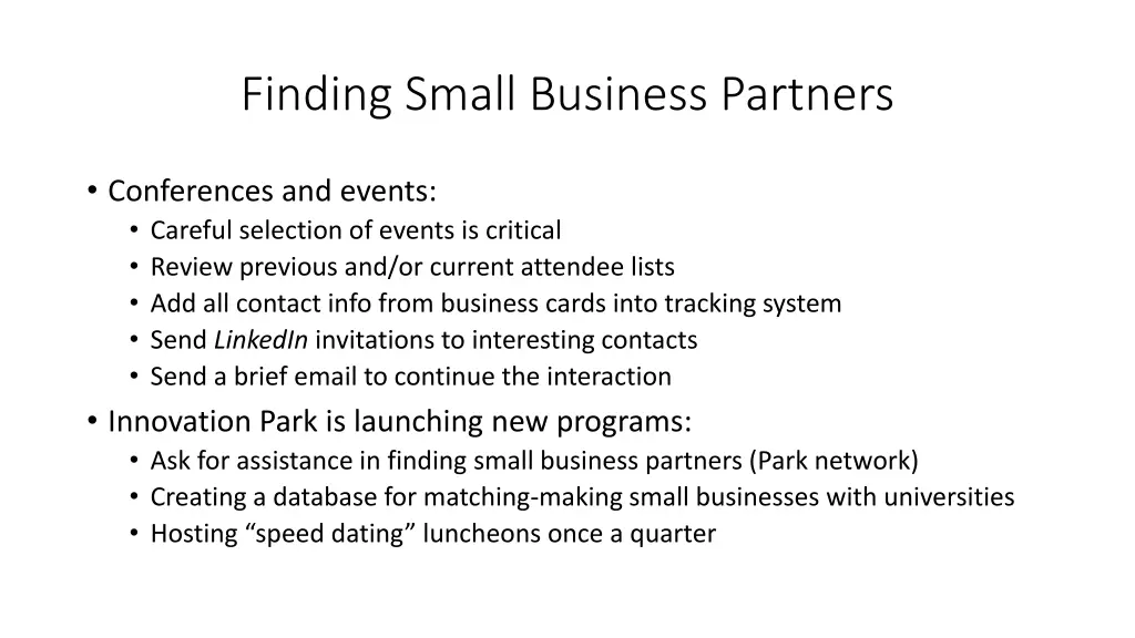 finding small business partners