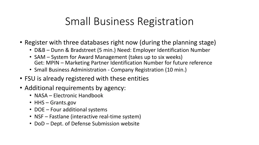 small business registration