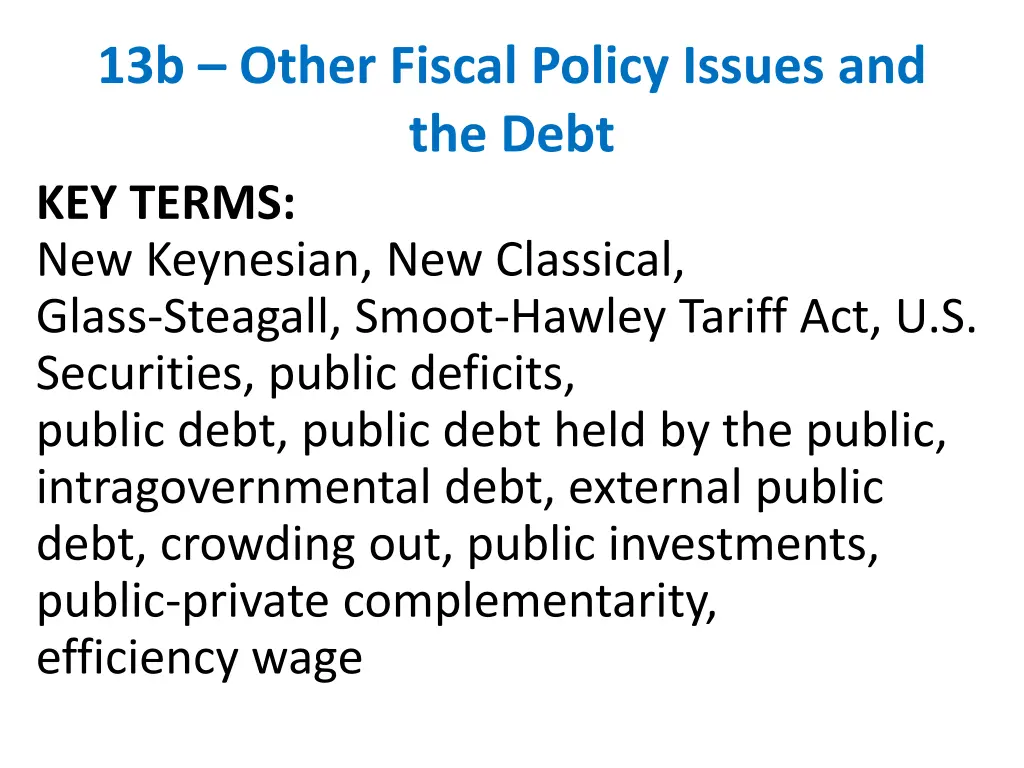 13b other fiscal policy issues and the debt 1