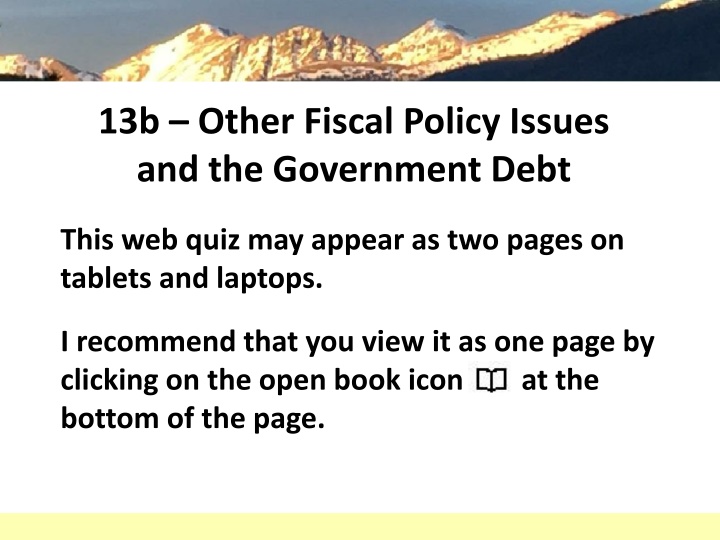 13b other fiscal policy issues and the government