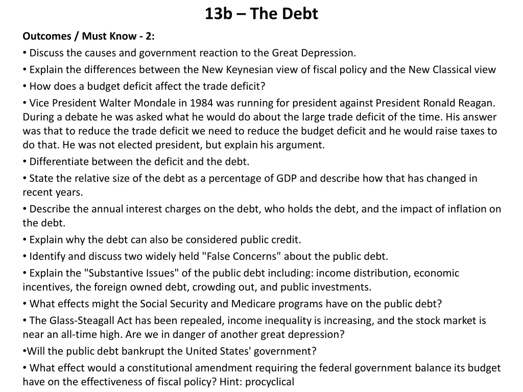 13b the debt