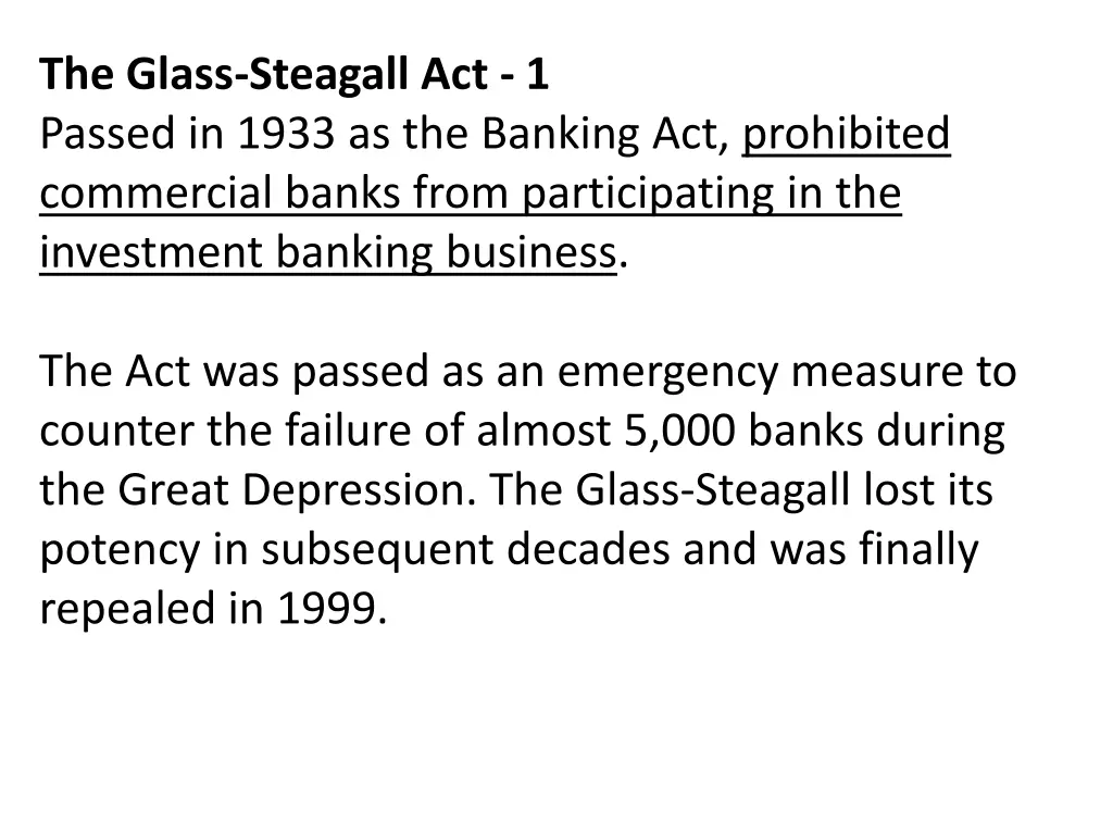 the glass steagall act 1 passed in 1933