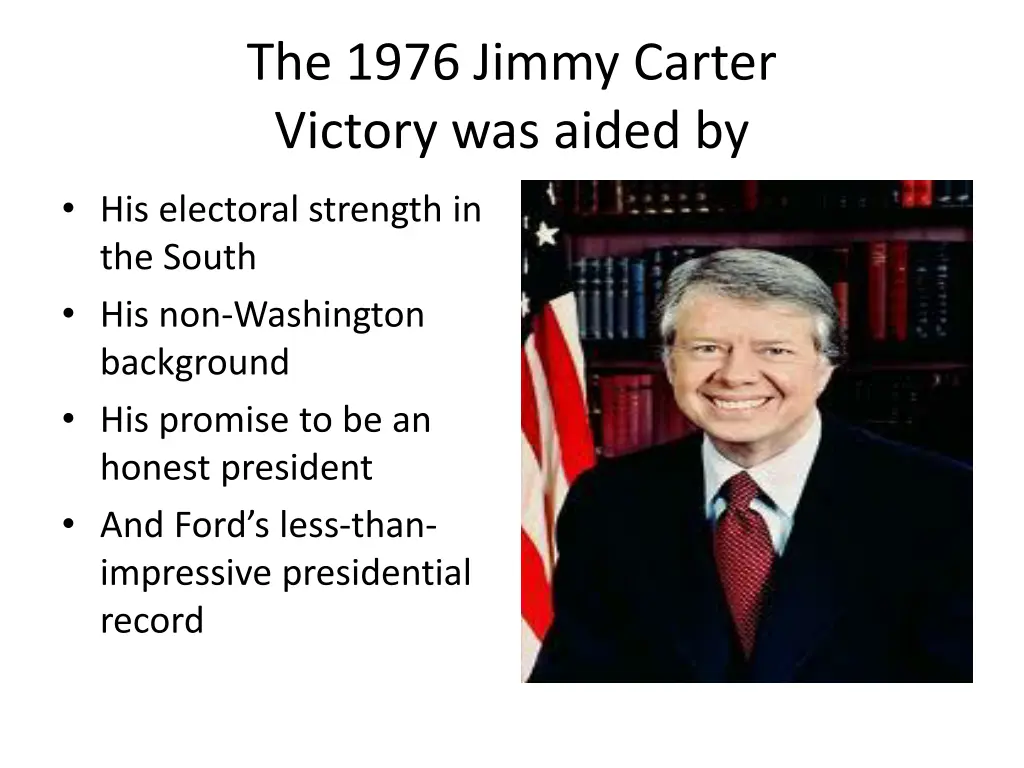 the 1976 jimmy carter victory was aided by