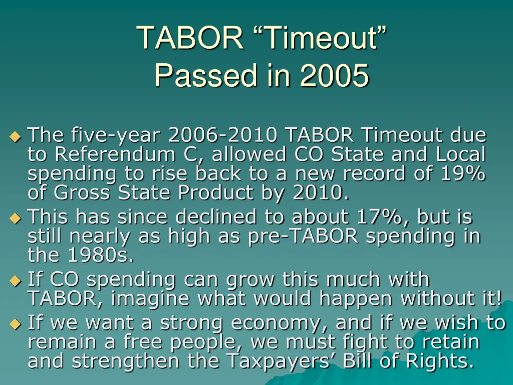 tabor timeout passed in 2005