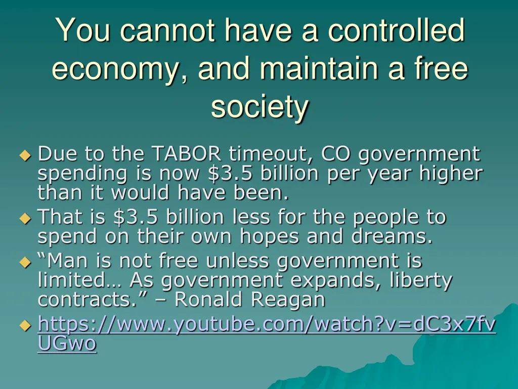 you cannot have a controlled economy and maintain